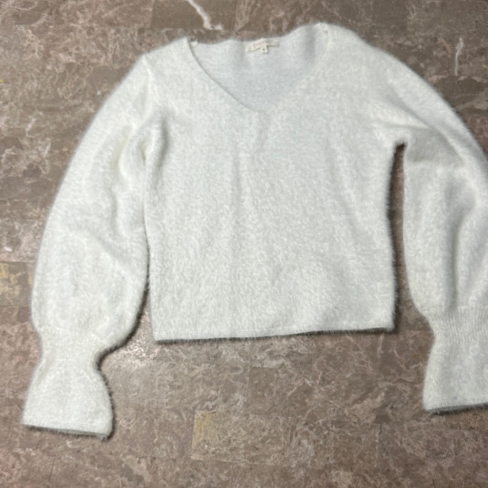 Women's White V-Neck Sweater